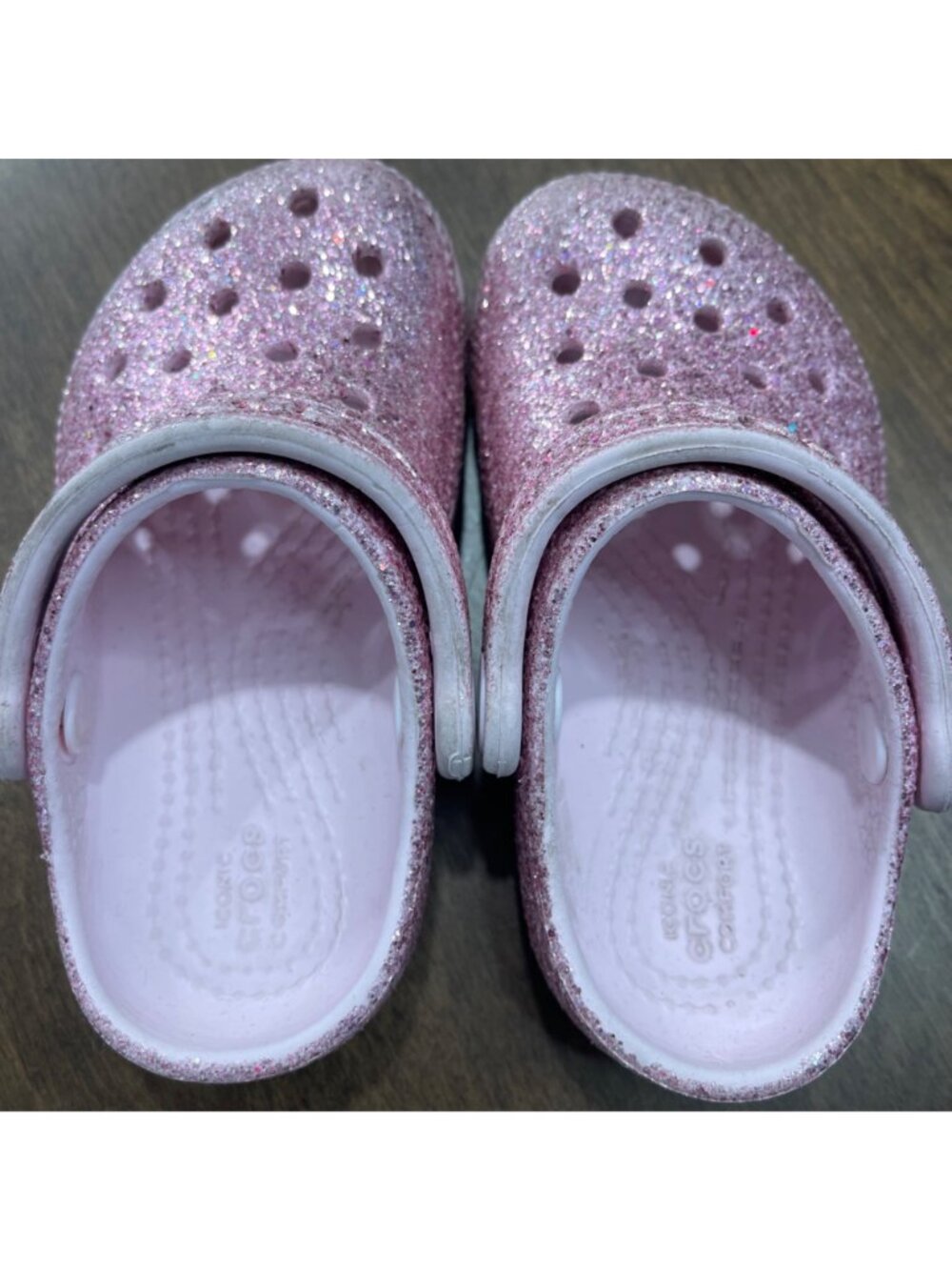 Crocs Classic Glitter Clog Toddler Girls Size 7 Pink Waterproof Slip on Shoes - Picture 5 of 8